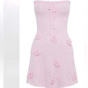 Connelly Strapless Knit Mini Dress- Fairy Floss Pink